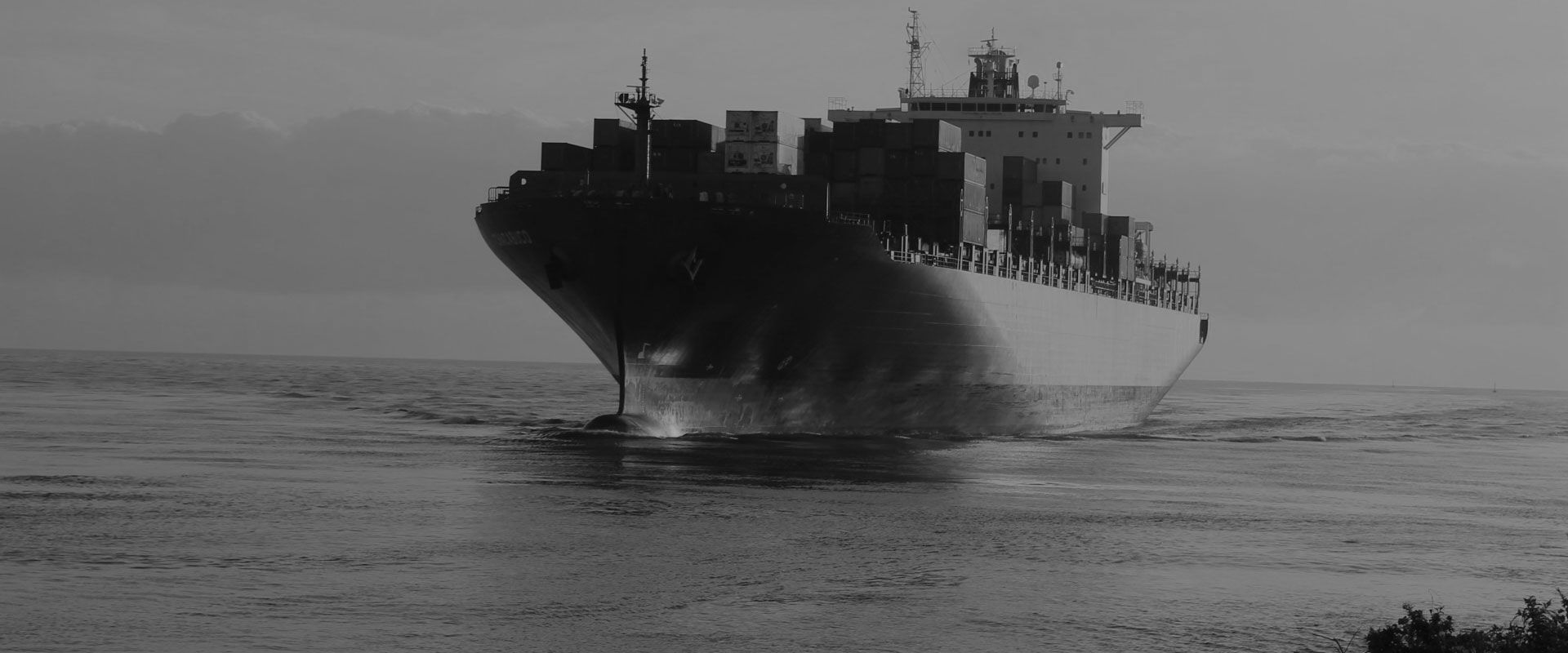Container ship operating an international ocean freight route